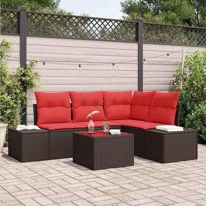 Set Divano da Giardino con cuscino 5 pcs Marrone polyrattan