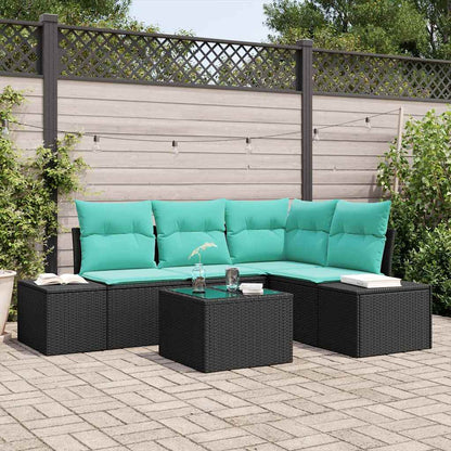 Set Divano da Giardino 5 pz Nero polyrattan