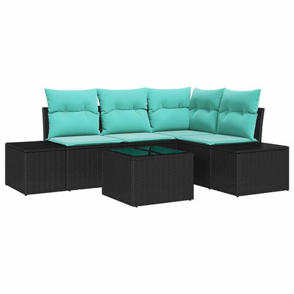 Set Divano da Giardino 5 pz Nero polyrattan | homemem39
