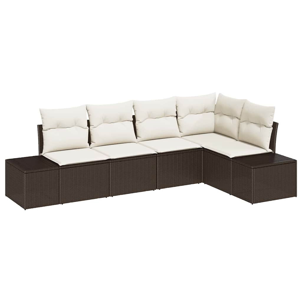 Set Divano da Giardino 5 pcs Marrone polyrattan | homemem39