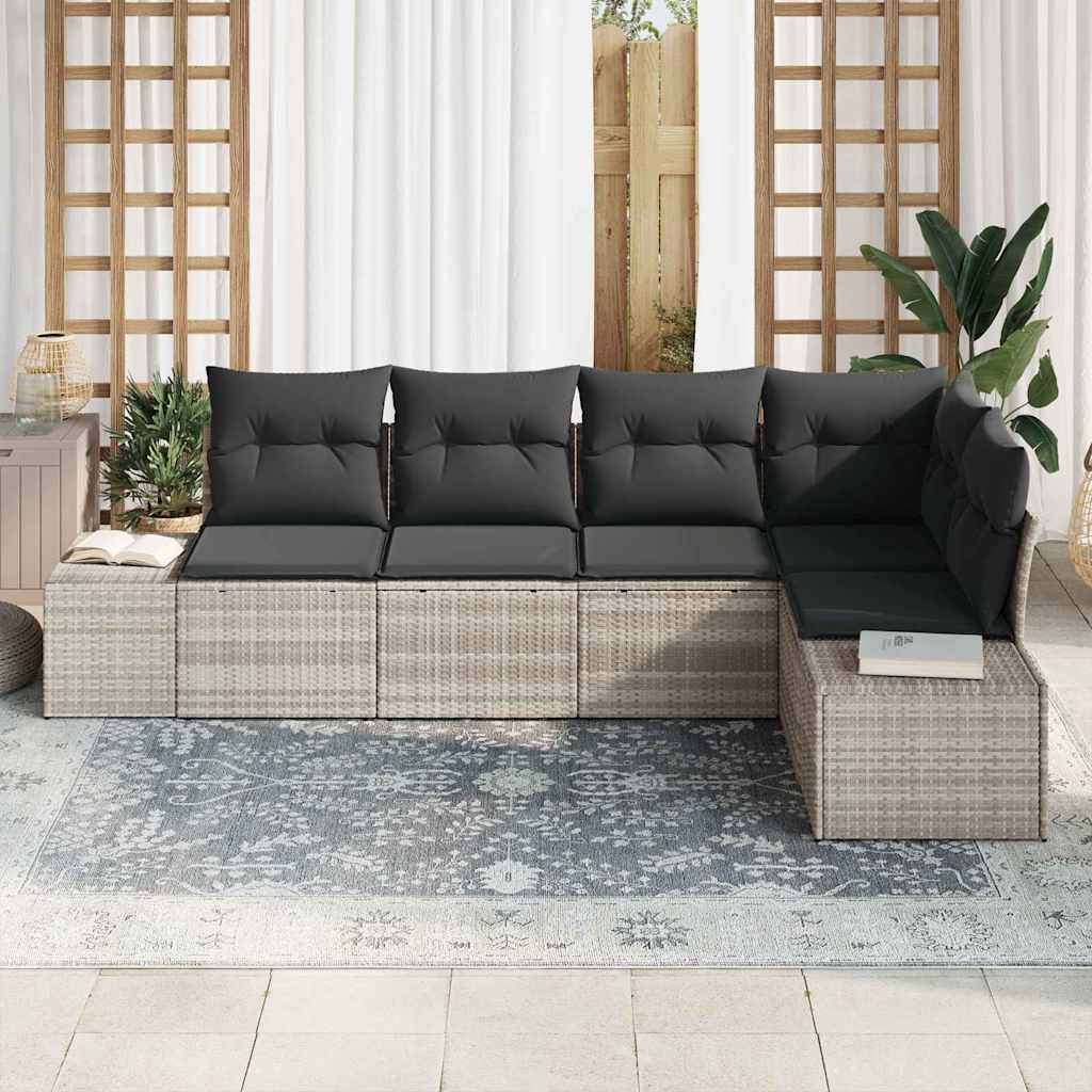 Set Divano da Giardino 5 pcs Grigio chiaro polyrattan | homemem39