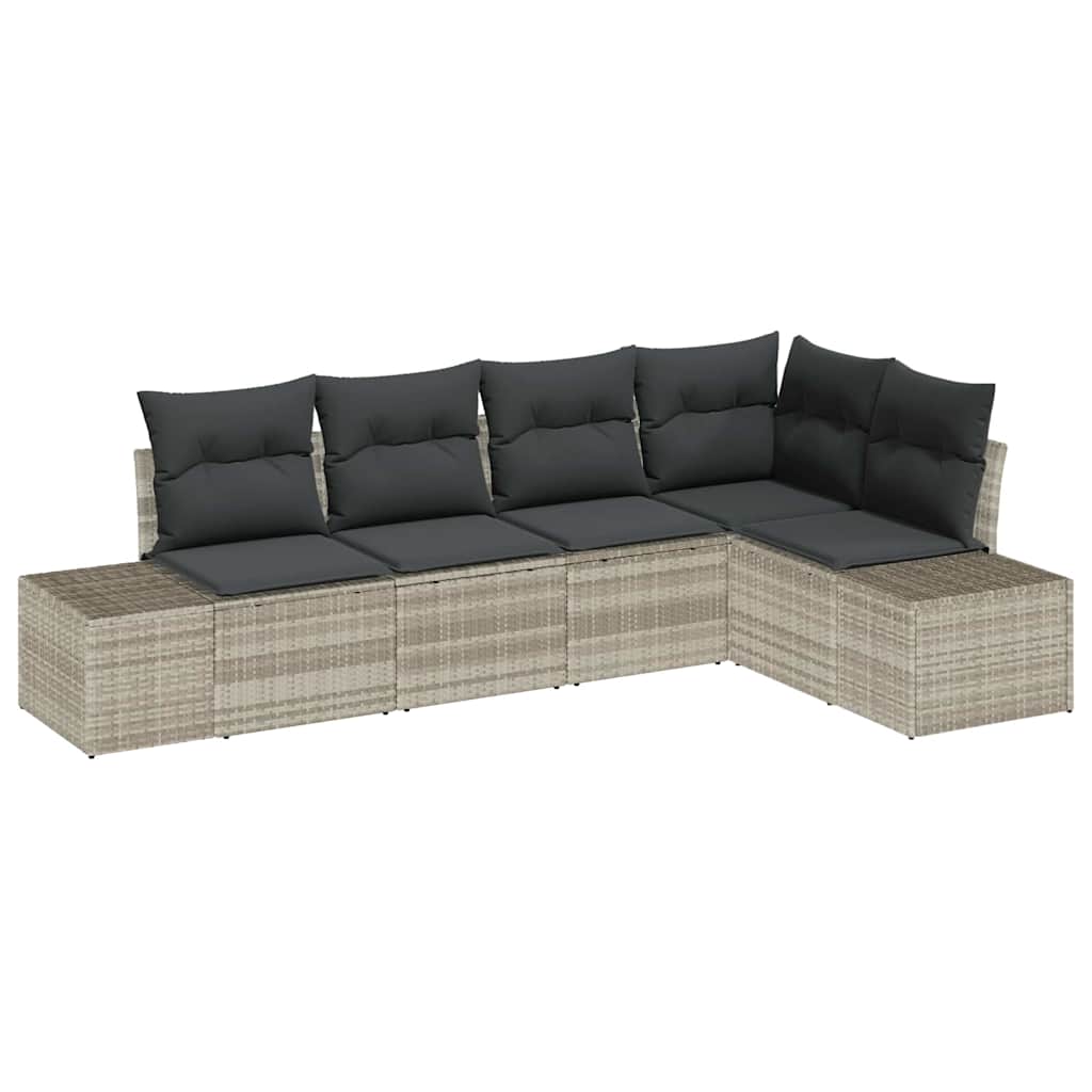 Set Divano da Giardino 5 pcs Grigio chiaro polyrattan | homemem39