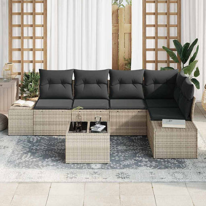 Set Divano da Giardino 6 pcs Grigio chiaro polyrattan | homemem39