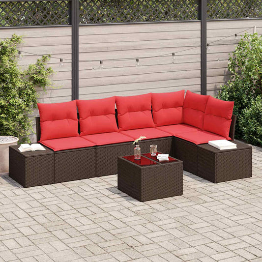 Set Divano da Giardino con cuscino 6 pcs Marrone polyrattan | homemem39