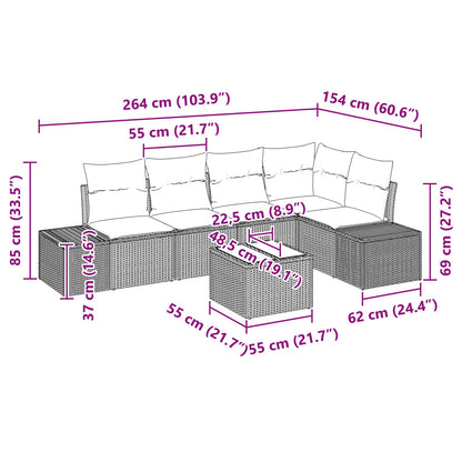 Set Divano da Giardino con cuscino 6 pcs Marrone polyrattan | homemem39