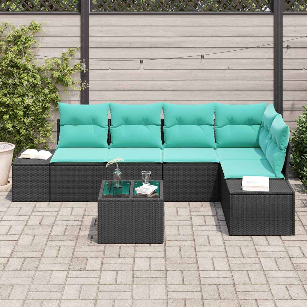 Set Divano da Giardino 6 pz Nero polyrattan | homemem39