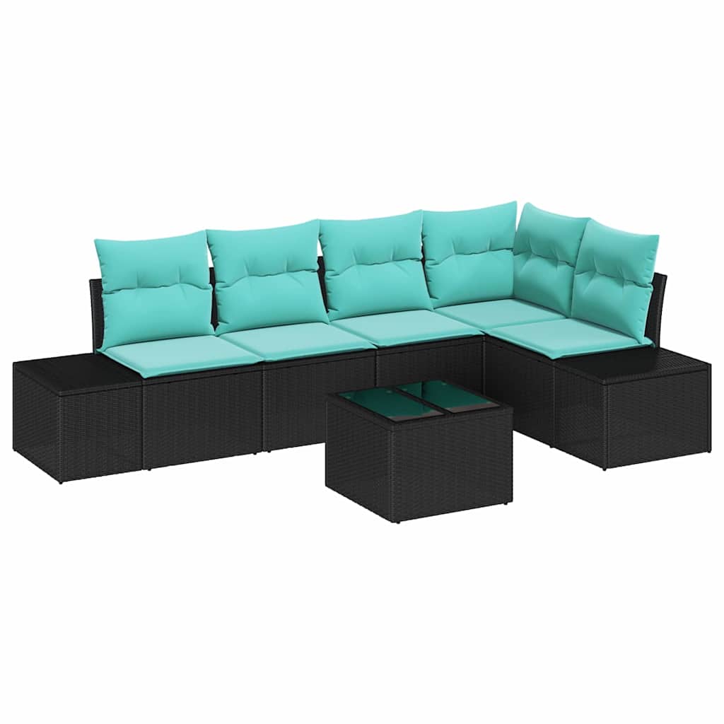 Set Divano da Giardino 6 pz Nero polyrattan | homemem39