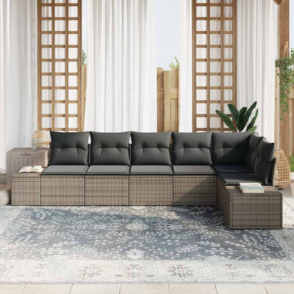 Set Divano da Giardino con cuscino 6 pcs Grigio polyrattan | homemem39