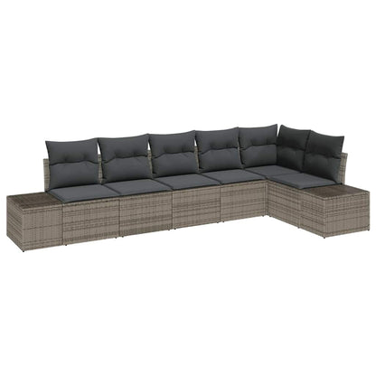 Set Divano da Giardino con cuscino 6 pcs Grigio polyrattan | homemem39