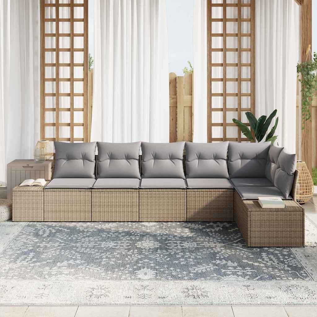 Set Divano da Giardino 6 pcs Beige e grigio polyrattan | homemem39