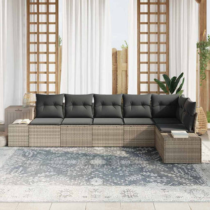 Set Divano da Giardino 6 pcs Grigio chiaro polyrattan | homemem39