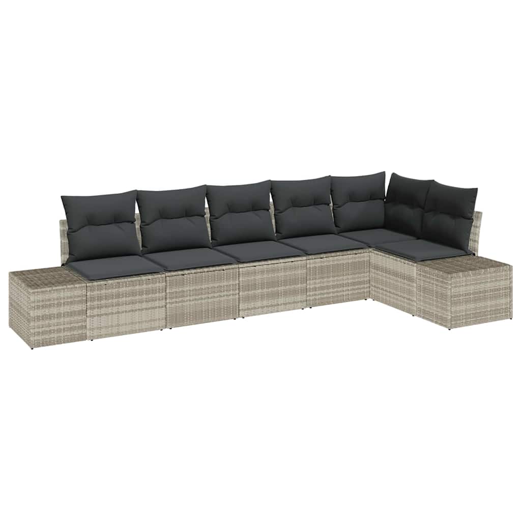 Set Divano da Giardino 6 pcs Grigio chiaro polyrattan | homemem39