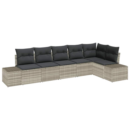 Set Divano da Giardino 6 pcs Grigio chiaro polyrattan | homemem39