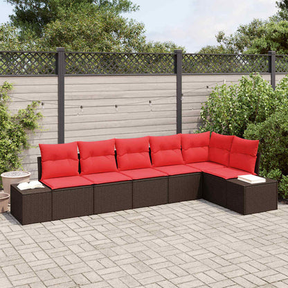 Set Divano da Giardino con cuscino 6 pcs Marrone polyrattan