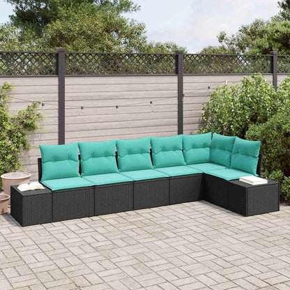 Set Divano da Giardino 6 pz Nero polyrattan