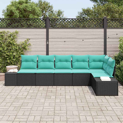 Set Divano da Giardino 6 pz Nero polyrattan