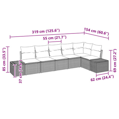 Set Divano da Giardino 6 pz Nero polyrattan | homemem39