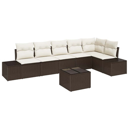 Set Divano da Giardino 7 pcs Marrone e Crema polyrattan | homemem39