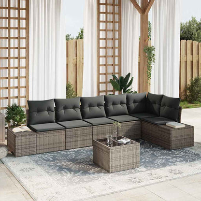 Set Divano da Giardino con cuscino 7 pcs Grigio polyrattan | homemem39
