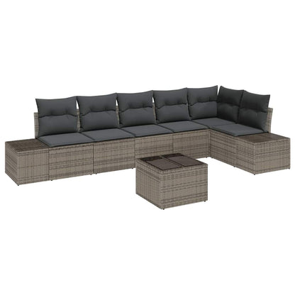 Set Divano da Giardino con cuscino 7 pcs Grigio polyrattan | homemem39