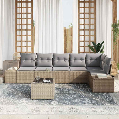 Set Divano da Giardino 7 pcs Beige e grigio polyrattan | homemem39