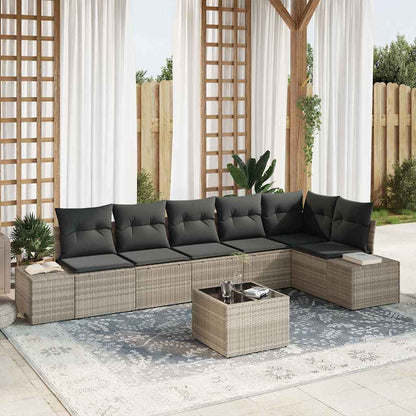 Set Divano da Giardino 7 pcs Grigio chiaro polyrattan | homemem39