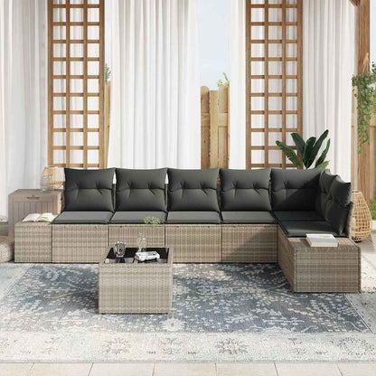 Set Divano da Giardino 7 pcs Grigio chiaro polyrattan | homemem39