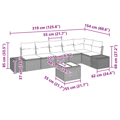 Set Divano da Giardino con cuscino 7 pcs Marrone polyrattan | homemem39