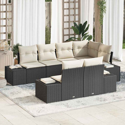 Set Divano da Giardino 7 pz Nero e Crema polyrattan | homemem39