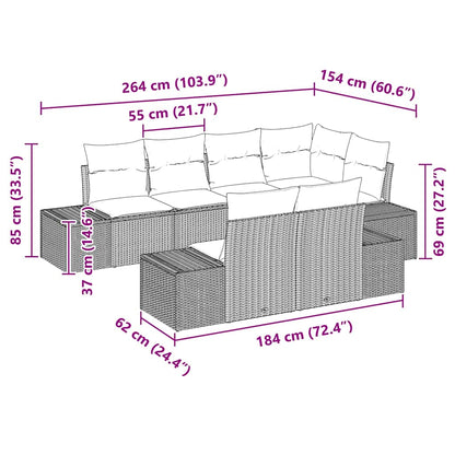 Set Divano da Giardino 7 pcs Grigio chiaro polyrattan | homemem39