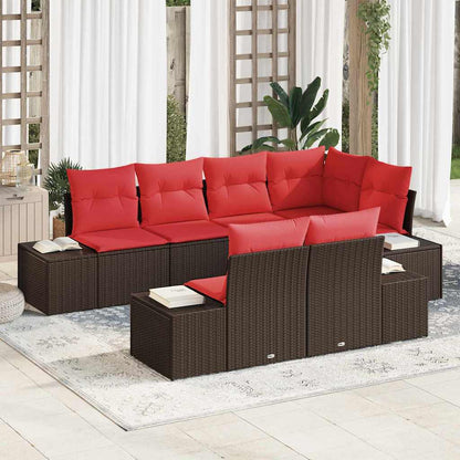 Set Divano da Giardino con cuscino 7 pcs Marrone polyrattan | homemem39