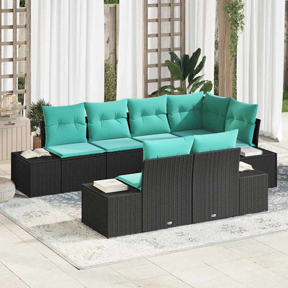 Set Divano da Giardino 7 pz Nero polyrattan | homemem39
