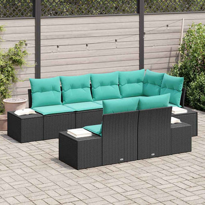 Set Divano da Giardino 7 pz Nero polyrattan | homemem39