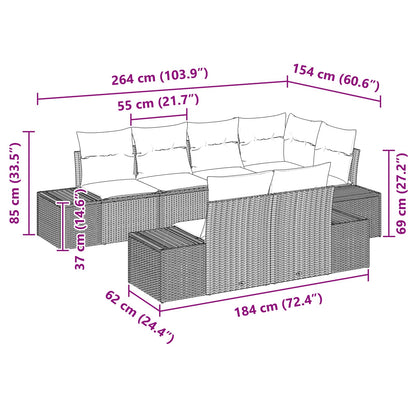 Set Divano da Giardino 7 pz Nero polyrattan | homemem39