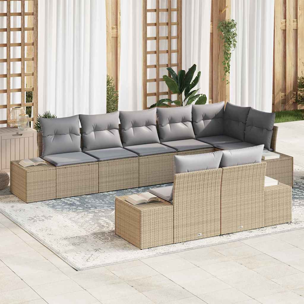 Set Divano da Giardino 8 pcs Beige e grigio polyrattan | homemem39