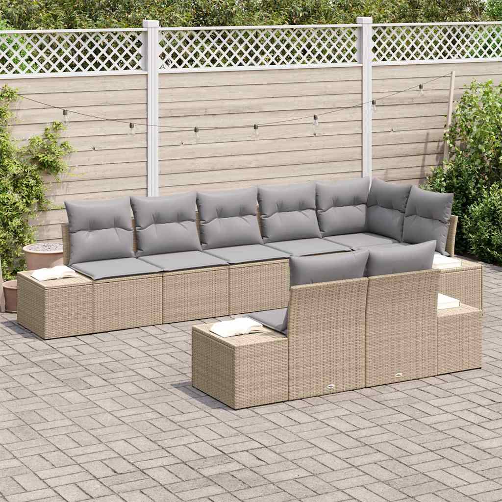 Set Divano da Giardino 8 pcs Beige e grigio polyrattan | homemem39