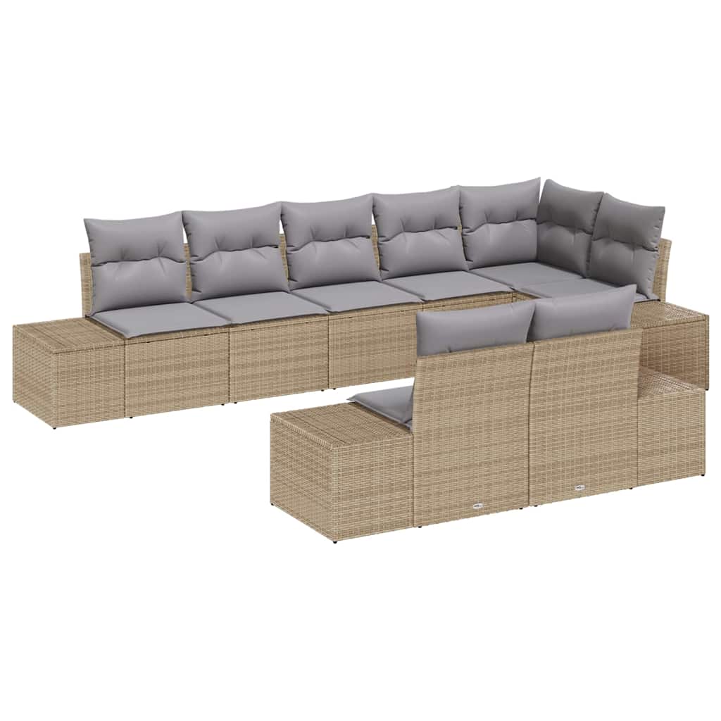 Set Divano da Giardino 8 pcs Beige e grigio polyrattan | homemem39