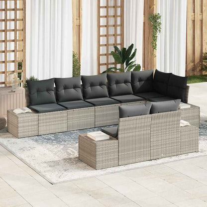 Set Divano da Giardino 8 pcs Grigio chiaro polyrattan | homemem39