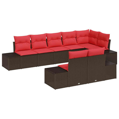 Set Divano da Giardino con cuscino 8 pcs Marrone polyrattan | homemem39