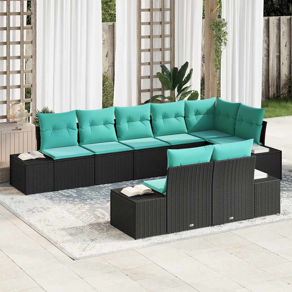 Set Divano da Giardino 8 pz Nero polyrattan | homemem39