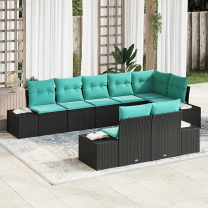 Set Divano da Giardino 8 pz Nero polyrattan | homemem39