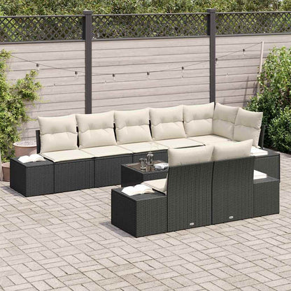Set Divano da Giardino 9 pcs Nero e Crema polyrattan | homemem39
