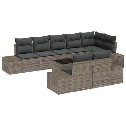 Set Divano da Giardino con cuscino 9 pcs Grigio polyrattan | homemem39