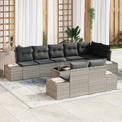Set Divano da Giardino 9 pcs Grigio chiaro polyrattan | homemem39