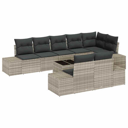 Set Divano da Giardino 9 pcs Grigio chiaro polyrattan | homemem39