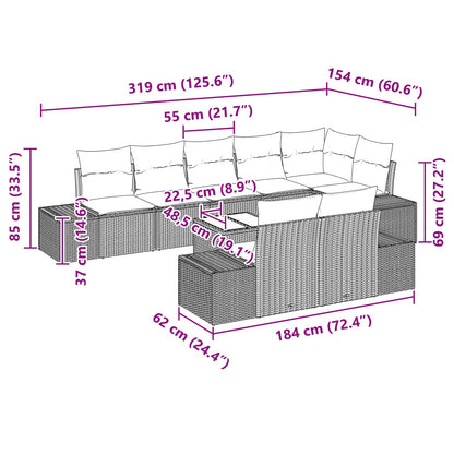 Set Divano da Giardino con cuscino 9 pcs Marrone polyrattan | homemem39