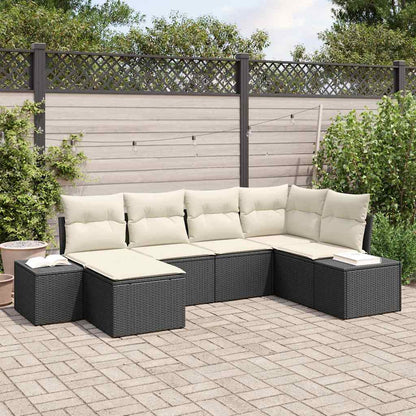 Set Divano da Giardino 6 pz Nero e Crema polyrattan | homemem39