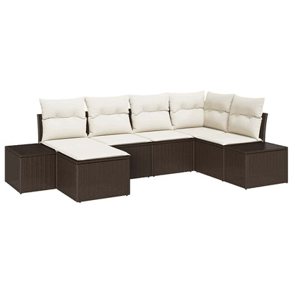 Set Divano da Giardino 6 pcs Marrone e Crema polyrattan | homemem39