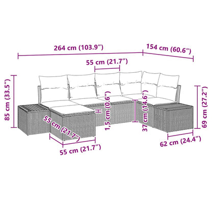 Set Divano da Giardino 6 pcs Marrone e Crema polyrattan | homemem39