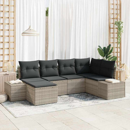 Set Divano da Giardino 6 pcs Grigio chiaro polyrattan | homemem39